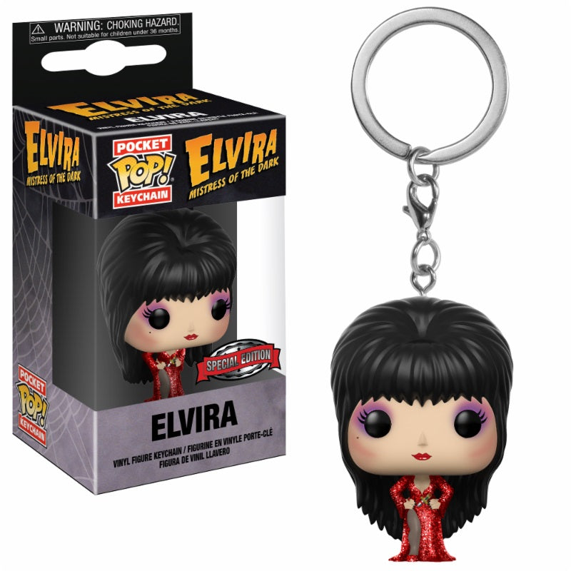 ELVIRA, MAITRESSE DES TENEBRES: ELVIRA (RED DRESS), POCKET POP! - porte-clés vinyl 4 cm
