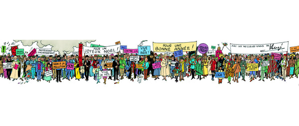 TINTIN: LA CARTE DE VOEUX 1972 - poster frise 180 x 29 cm