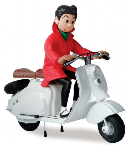 GIL JOURDAN: QUEUE DE CERISE SUR SON SCOOTER - statuette résine 19 cm