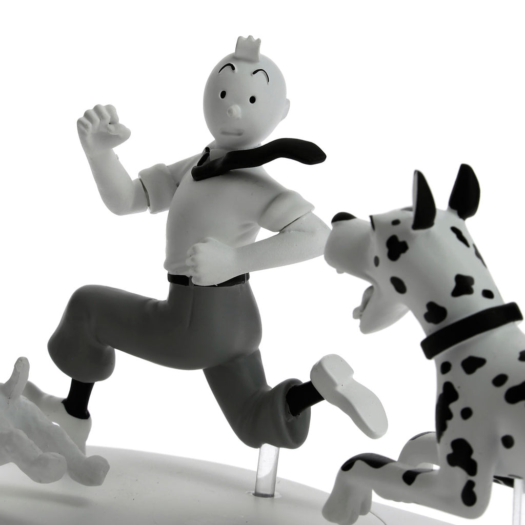 Figurine Tintin U00e0 Vu00e9lo Cycliste Et Milou N & B Noir Et Blanc