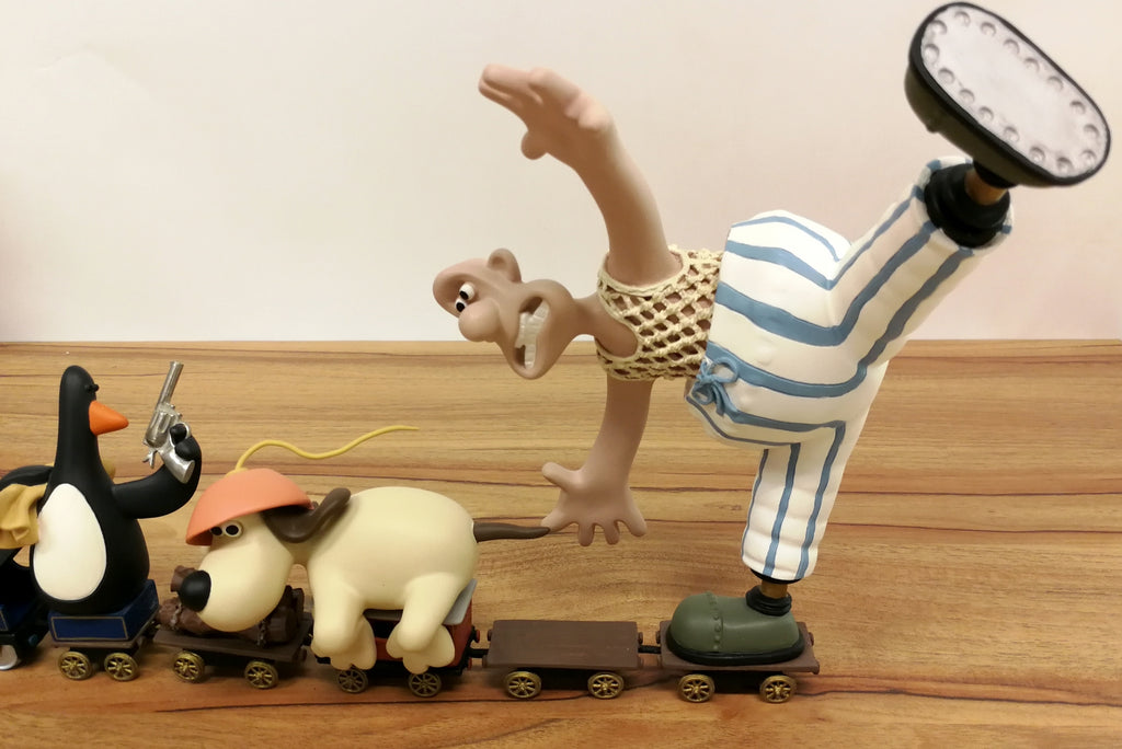Statuette Wallace & Gromit Train Chase Feather McGraw Leblon