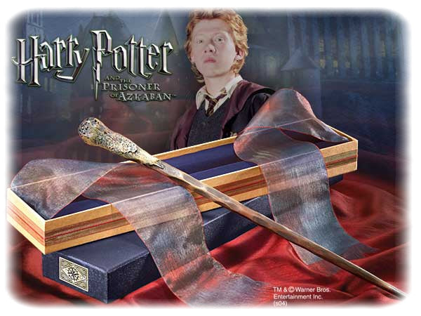 HARRY POTTER: BAGUETTE DE RON WEASLEY, BOITE 'OLLIVANDER' - réplique en résine 1/1