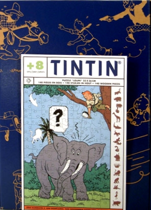 TINTIN - MAGNIFYING GLASS - 140 wooden pieces 25 x 36 cm jigsaw puzzle