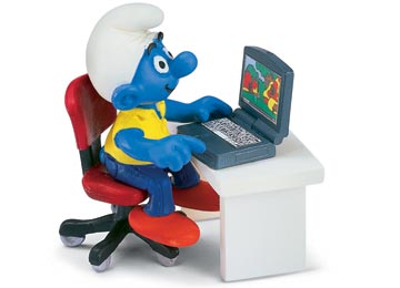 SMURF WITH LAPTOP