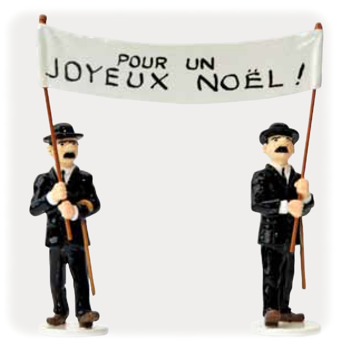 TINTIN: LA CARTE DE VOEUX 1972, DUPOND & DUPONT POUR UN JOYEUX NOEL! - figurines métal