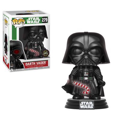 STAR WARS, HOLIDAY: DARTH VADER (CANDY CANE, CHASE GLOW IN THE DARK), FUNKO POP! #279 - 10 cm vinyl bobble-head