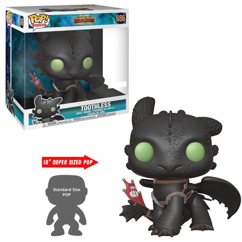 HOW TO TRAIN YOUR DRAGON, THE HIDDEN WORLD: TOOTHLESS, SUPER SIZED, FUNKO POP! MOVIES #686 - 10 cm vinyl figure