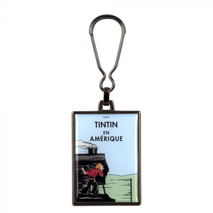 Porte-clés métal Tintin couvertures Tintin en Amérique, version colorisée Moulinsart 2022 (42522)