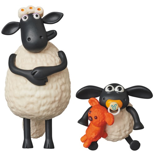 SHAUN THE SHEEP: TIMMY & TIMMY'S MUM ULTRA DETAIL FIGURE, UDF 428 - 4 and 7.5 cm vinyl figures