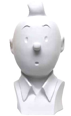 TINTIN - MONOCHROME WHITE BUST - 35 cm resin statue
