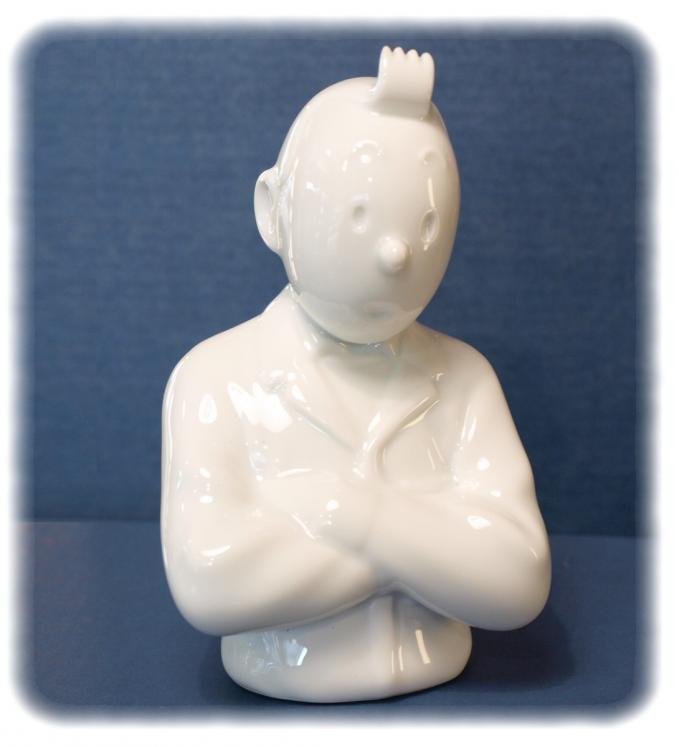 TINTIN - TINTIN BRAS CROISES, glossy version - 12 cm porcelain bust