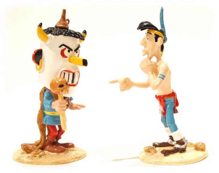 LUCKY LUKE - & LE SORCIER AU VISAGE PALE -8.5 cm metal figurines