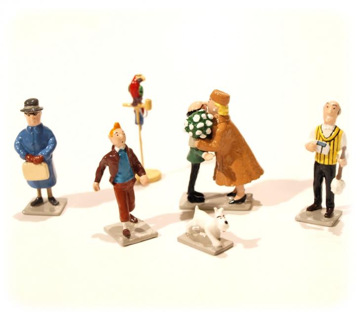 TINTIN - THE CASTAFIORE EMERALD - boxset of 6 mini metal figurines
