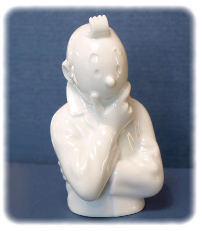 TINTIN: TINTIN PENSE, glossy version - 12.5 cm porcelain bust