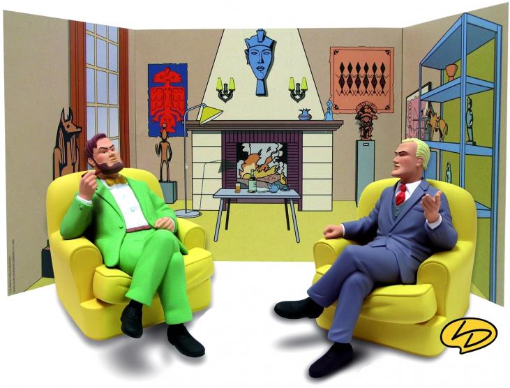 BLAKE & MORTIMER IN ARMCHAIRS - resin statues