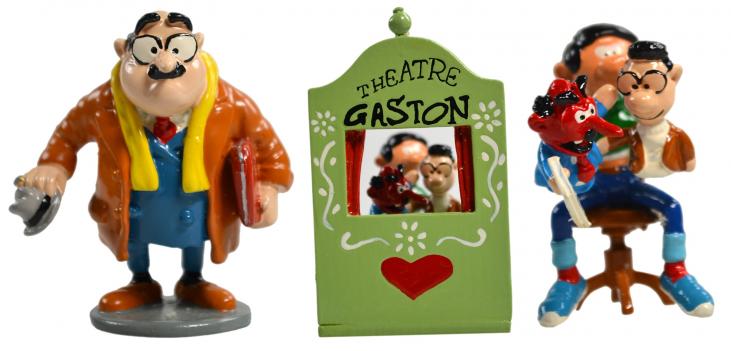 GASTON LAGAFFE: LE THEATRE DE MARIONNETTES GASTON et DEMESMAEKER - figurine métal 7.5 cm