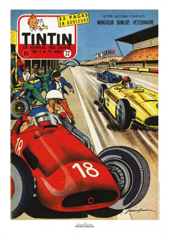 MICHEL VAILLANT: MR. DUNLOP VETERINAIRE (couverture Journal de Tintin 1957 N°22) - affiche 50 x 70 cm