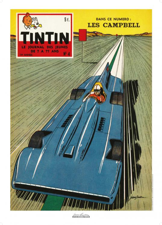 MICHEL VAILLANT: LES CAMPBELL (couverture Journal de Tintin 1959 N°04) - affiche 50 x 70 cm