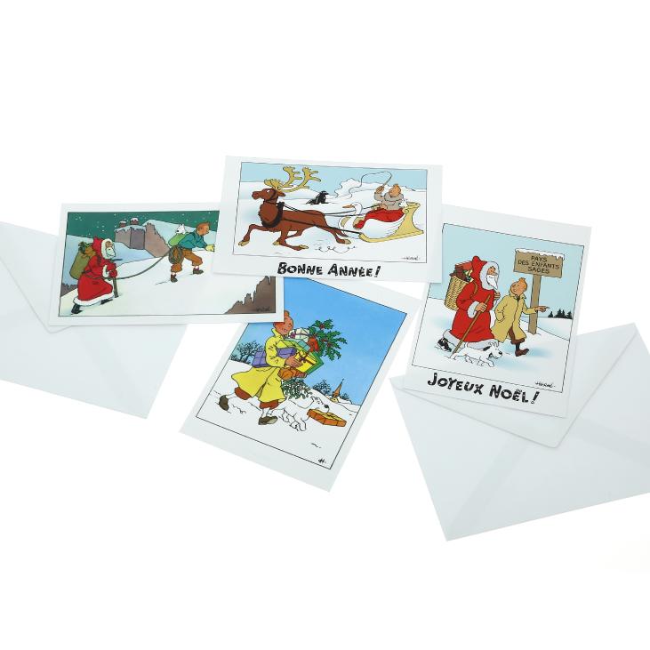 TINTIN: CHRISTMAS AND NEW YEAR'S EVE CARDS - 10 postcards set