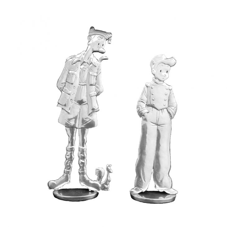 SPIROU (EMILE BRAVO): SPIROU ET FANTASIO - 12/15 cm pewter figures
