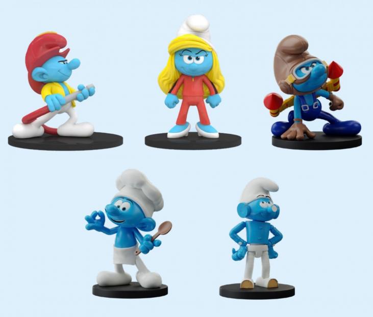 Assortment of 5 Smurfs figurines, series 3 Blue Resin by Puppy (700116 to 700120)