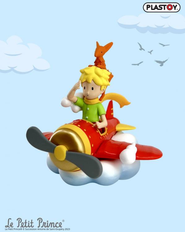 Figurine Le Petit Prince et le renard en avion Plastoy (40453)