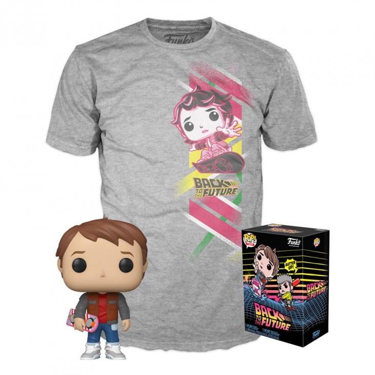 BACK TO THE FUTURE: MARTY WITH OVERBOARD, FUNKO POP! MOVIES 964 + T-SHIRT POP! TEES