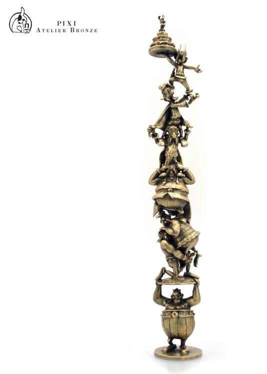 ASTERIX: LA COLONNE ASTERIX, PIECE COMMEMORATIVE 60 ANS D'ASTERIX (BRONZE version) - 30 cm bronze figure
