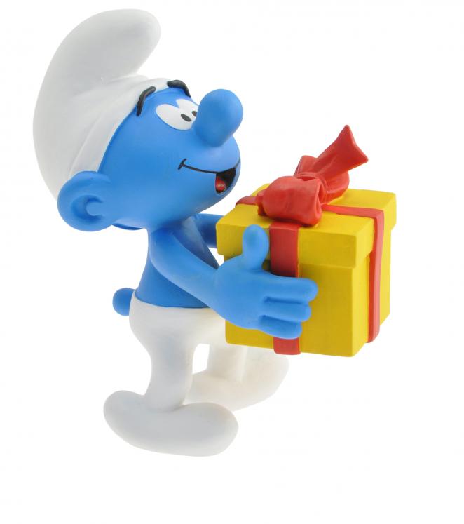 THE SMURFS: SMURF AND PRESENT - 12 cm resin statue
