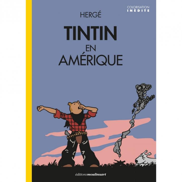 TINTIN: TINTIN EN AMERIQUE (couverture Tintin se réveille) - édition colorisée