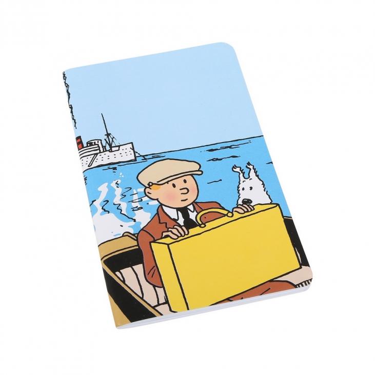TINTIN: TINTIN AND SNOWY IN BOAT - notebook 8.5 x 12.5 cm