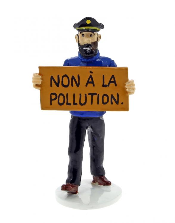 TINTIN: LA CARTE DE VOEUX 1972, HADDOCK NON A LA POLLUTION (série 6) - 6 cm metal figure