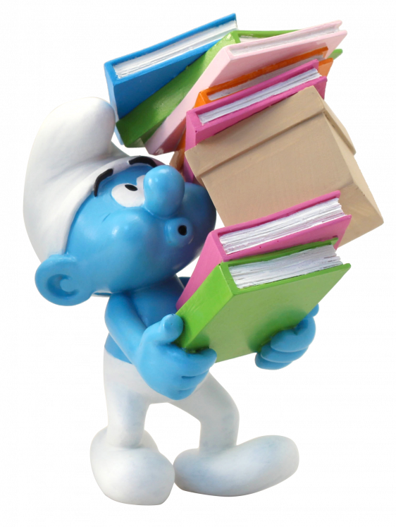 SMURFS: SMURF WITH A STACK OF BOOKS - 12 cm resin statue