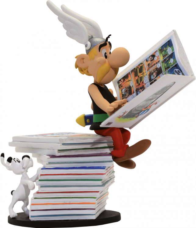 Collectible figurine Asterix and the stack of comic books Collectoys 2017 (00123)
