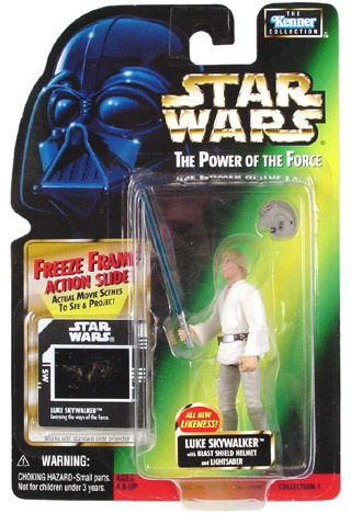 Star Wars 1998 POTF2 Freeze Frame Luke Skywalker Blast Shield Helmet Lightsaber 