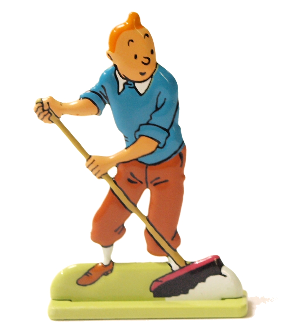 Figurine Métal Tintin au balai MOULINSART 