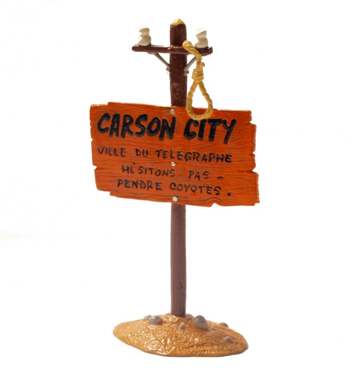 LUCKY LUKE: PANNEAU CARSON CITY - figurine métal