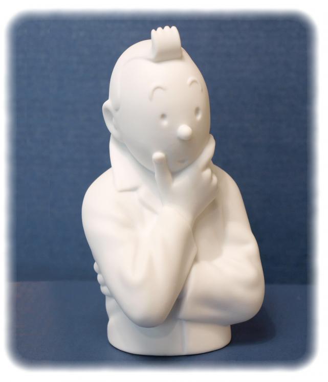 TINTIN: TINTIN PENSE, version mate - buste en porcelaine 12.5 cm