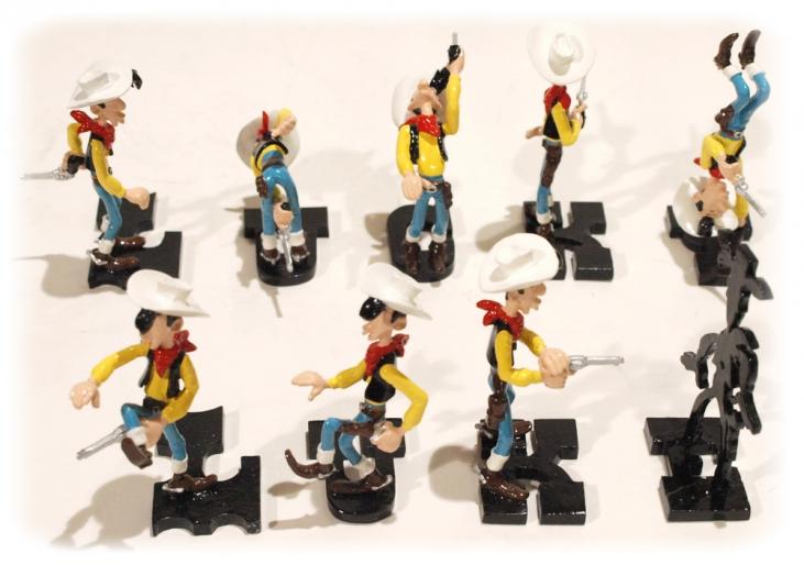 LUCKY LUKE: LES 9 POSITIONS DE TIR - coffret de 9 figurines métal 8.5 cm