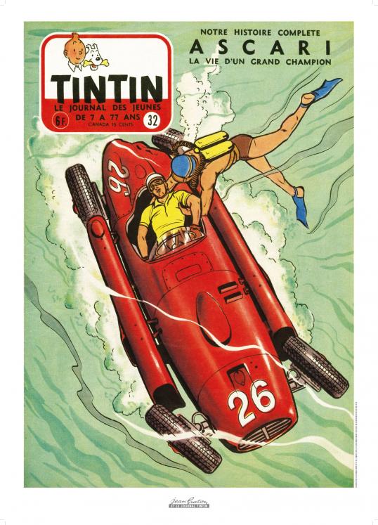 MICHEL VAILLANT: ASCARI  (couverture Journal de Tintin 1955 N°32) - affiche 50 x 70 cm