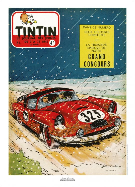 MICHEL VAILLANT: BON SANG NE PEUT MENTIR (couverture Journal de Tintin 1957 N°47) - affiche 50 x 70 cm