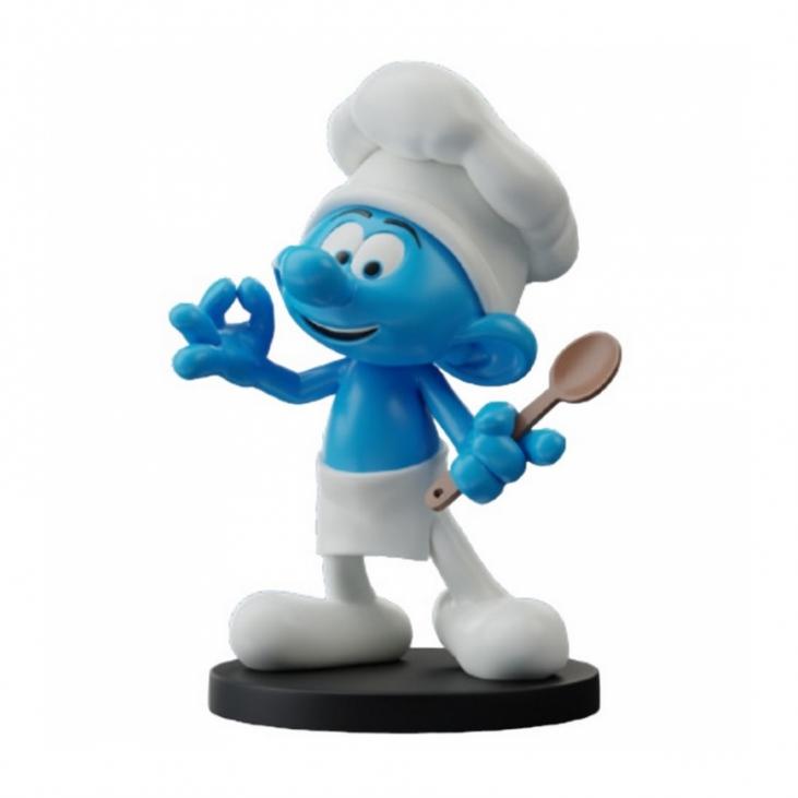 Figurine Schtroumpf Chef Cuisinier Blue Resin par Puppy (700119)