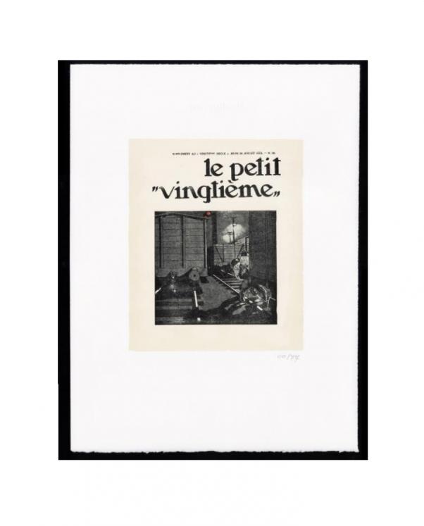 TINTIN: LE PETIT VINGTIEME 25 JUILLET 1935 - estampe lithographique 40 x 60 cm