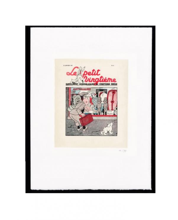 TINTIN: LE PETIT VINGTIEME 21 JANVIER 1937 - estampe lithographique 40 x 60 cm