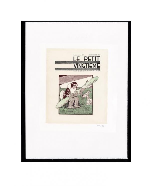 TINTIN: LE PETIT VINGTIEME 13 FEVRIER 1930 - estampe lithographique 40 x 60 cm