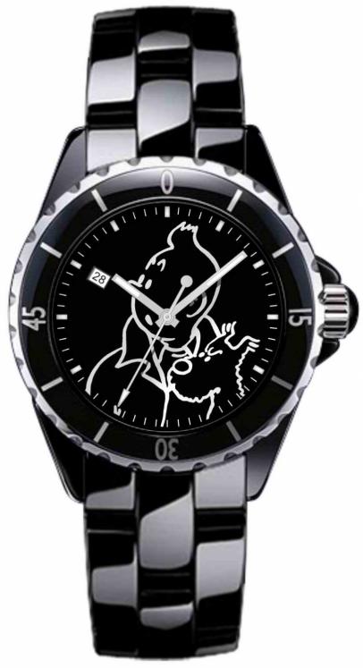 TINTIN - montre avec bracelet en céramique 'noire'