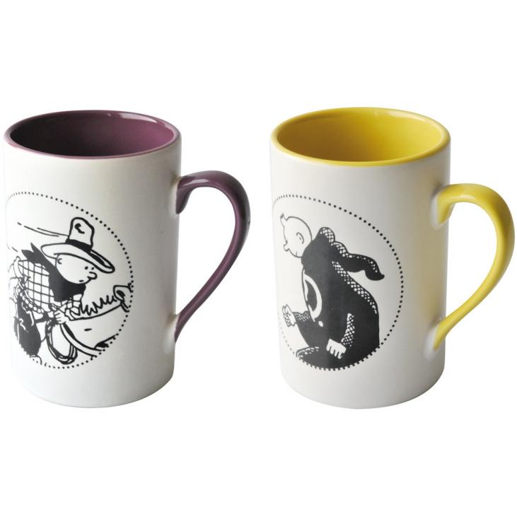 TINTIN: CHEVAL & TOGE - boîte de 2 mugs en porcelaine 10.5 cm