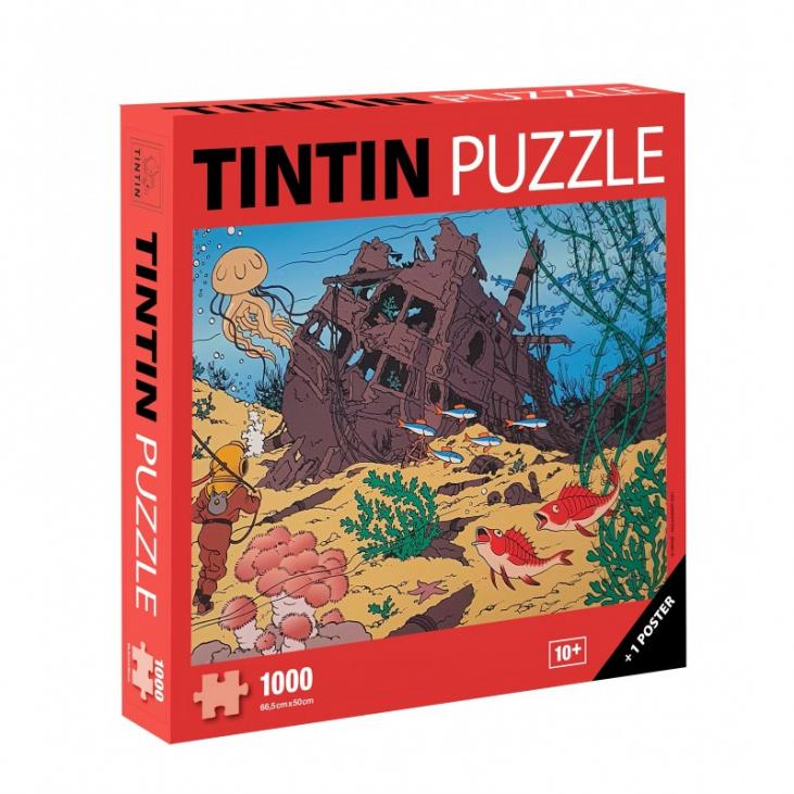 Puzzle Tintin épave de la Licorne 1000 pièces 66.5 x 50 cm + poster