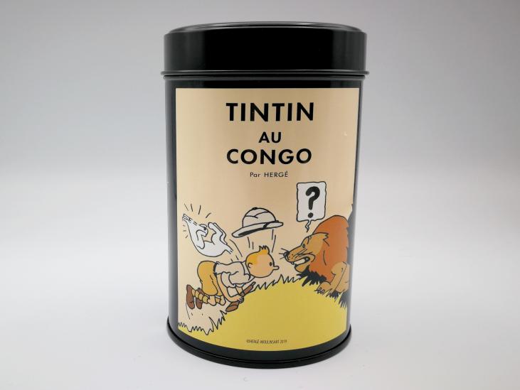 TINTIN: TINTIN AU CONGO, TINTIN ET LE LION - boite de café