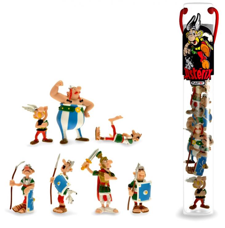 ASTERIX: LA BAGARRE, TUBO - assortiment de 7 figurines